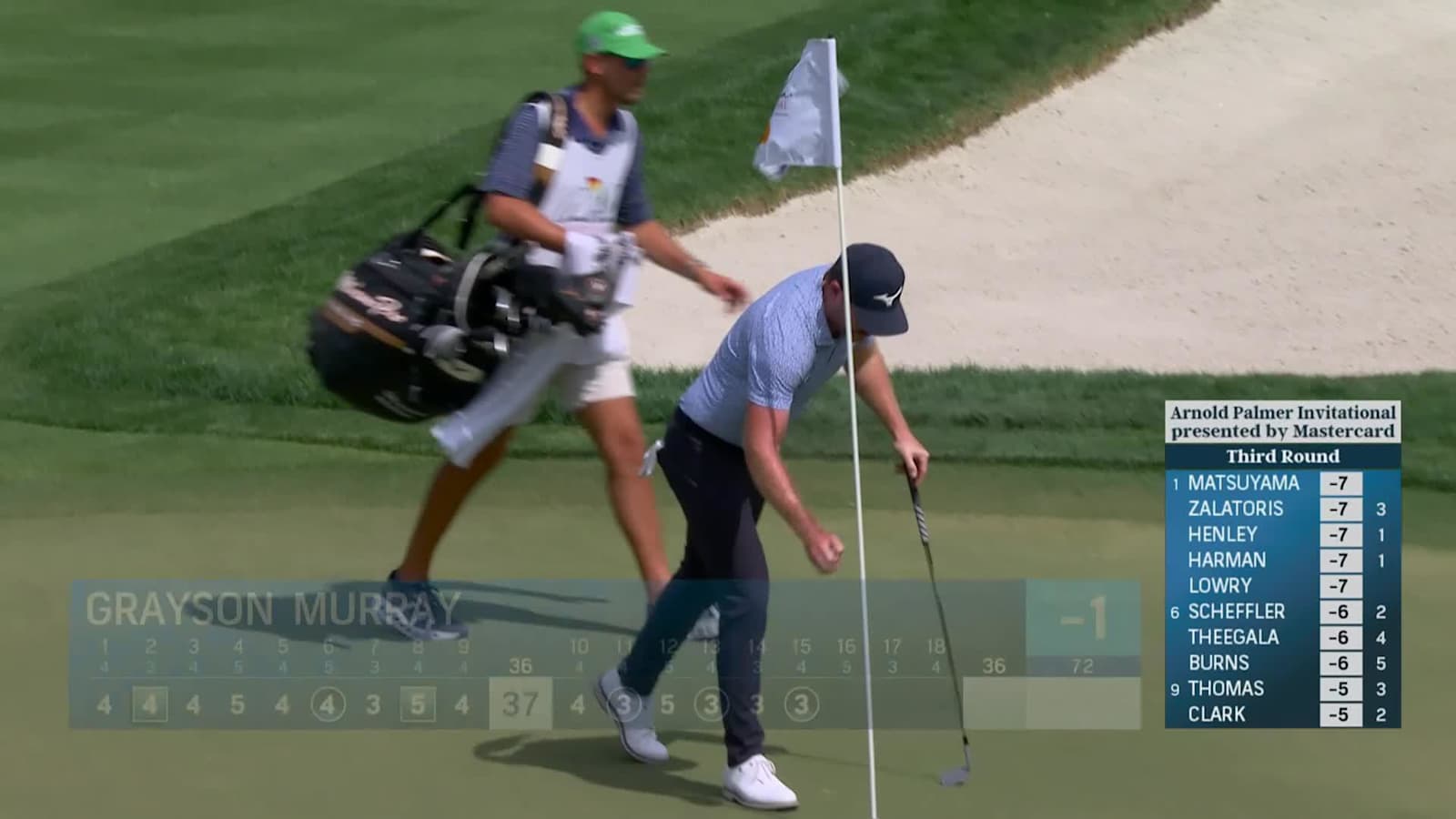 Grayson Murray holes out for birdie  from 46-feet on No. 15 at Arnold Palmer