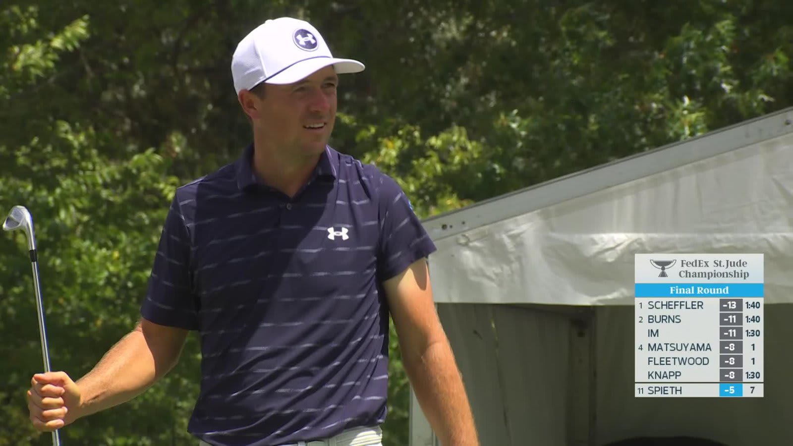 Jordan Spieth hits tee shot to 8 feet, sets up birdie on No. 8 at FedEx St. Jude