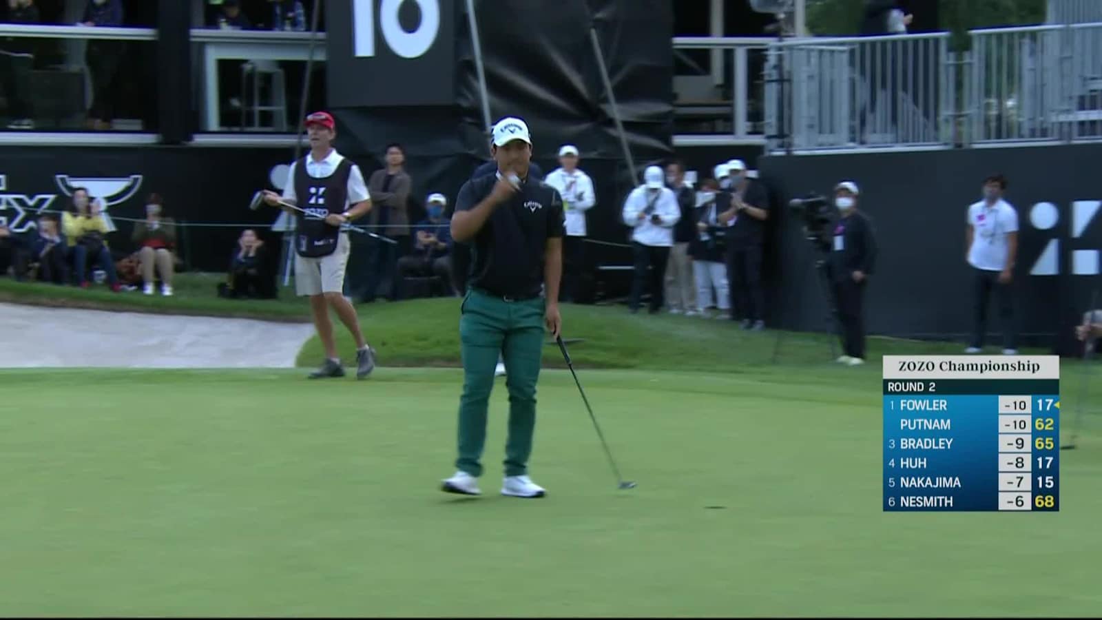 Riki Kawamoto makes birdie putt on No. 18 at ZOZO 
