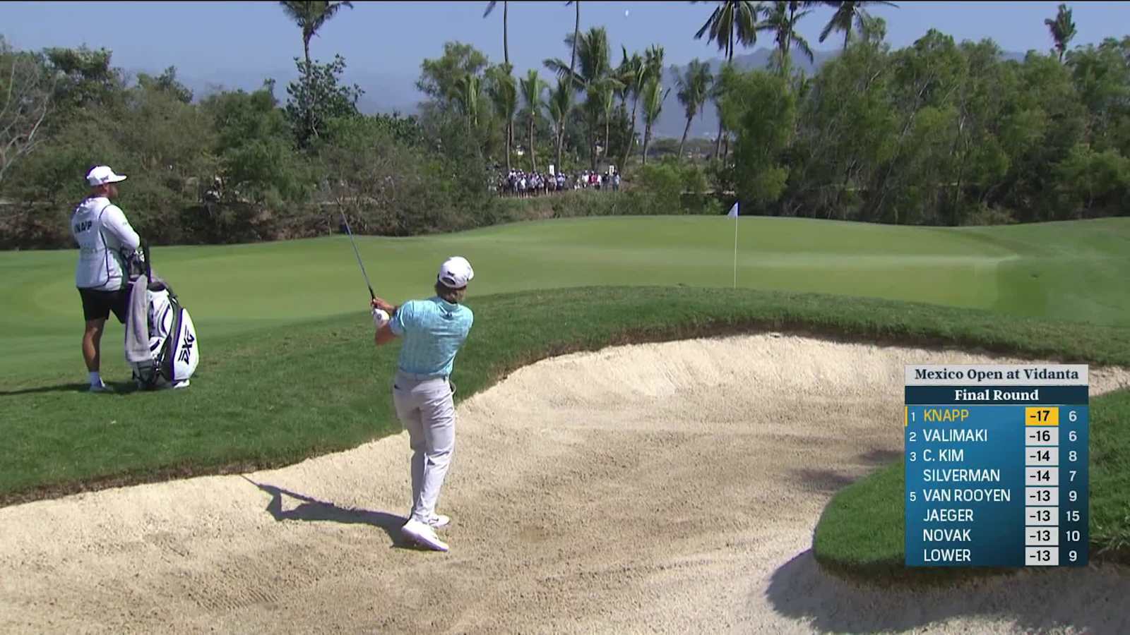 Jake Knapp's spinny bunker shot sets up birdie at Mexico Open