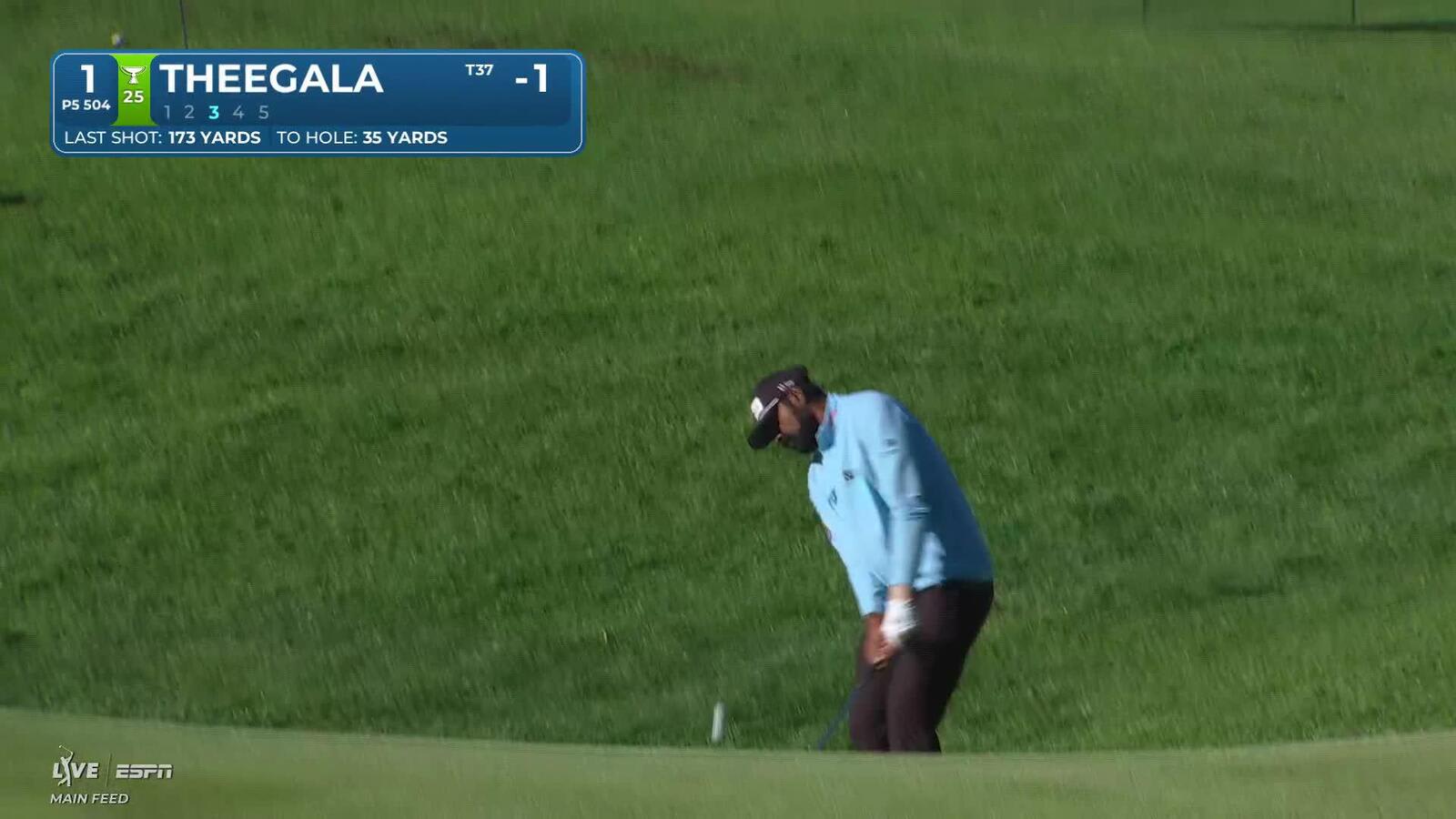 Sahith Theegala hits 34-yard approach to 2 feet, sets up birdie on No. 1 at The Genesis