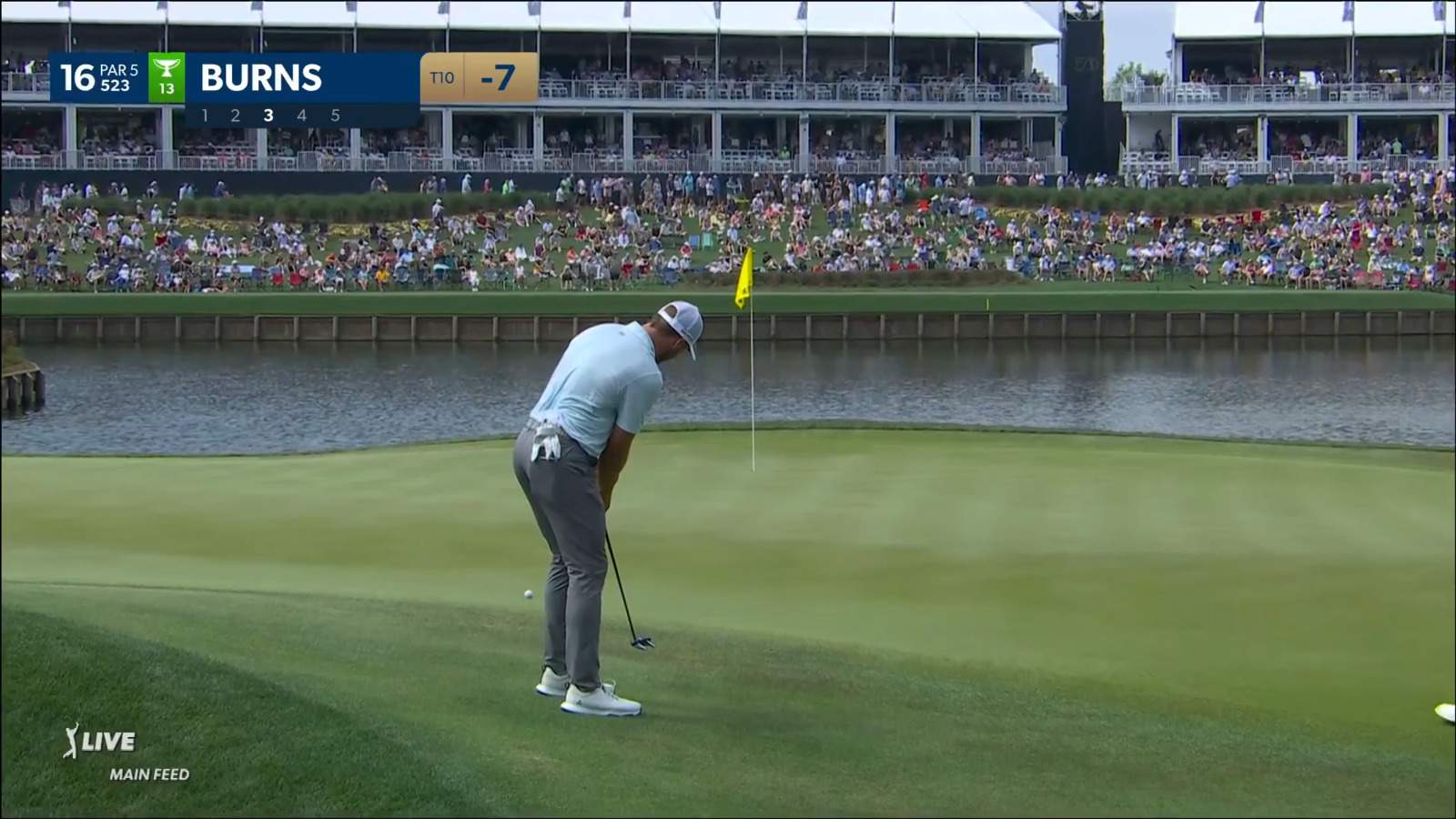 Sam Burns gets up-and-down for birdie at THE PLAYERS