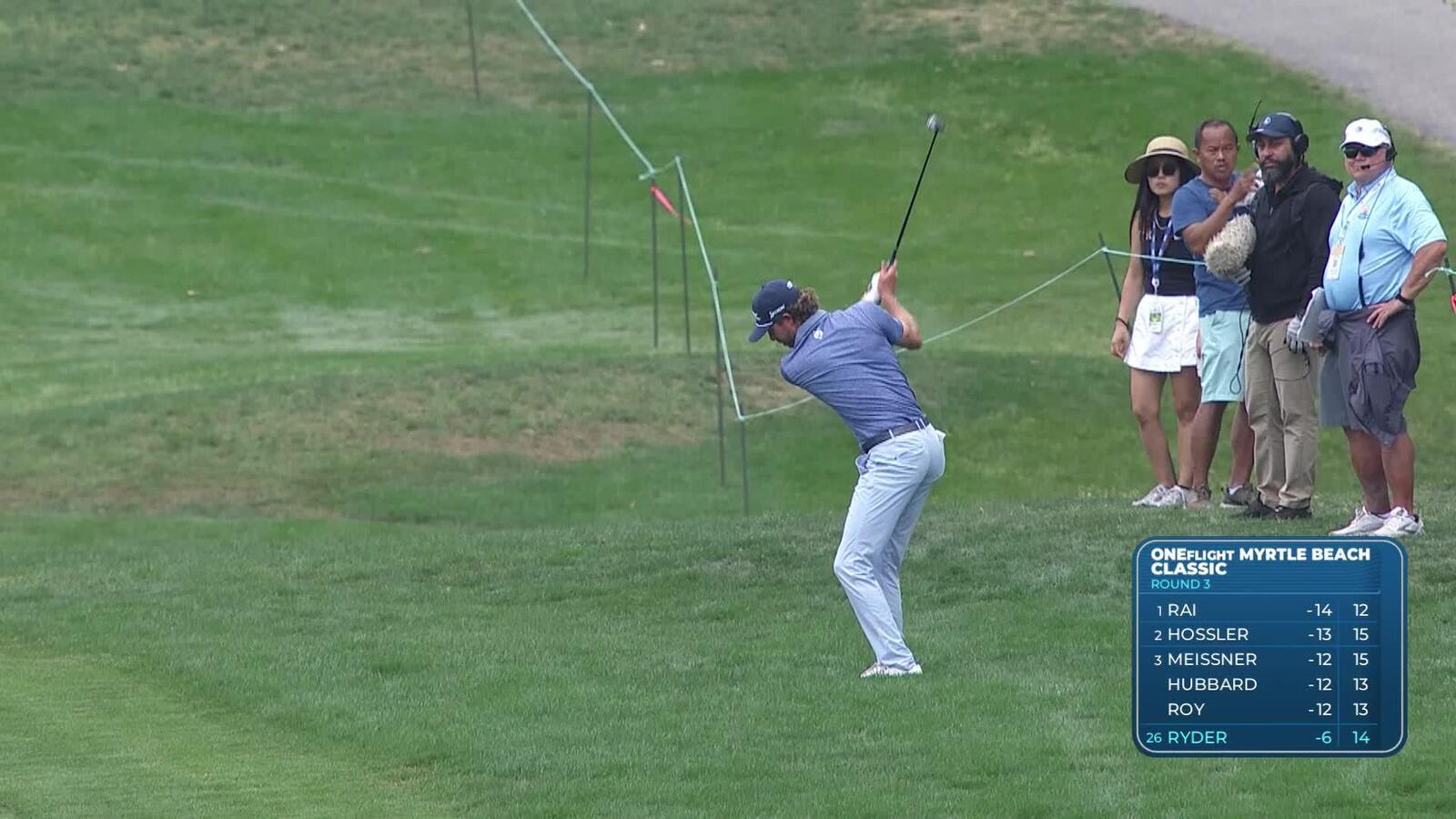 Sam Ryder sinks 15-foot putt for eagle on No. 15 at ONEflight Myrtle