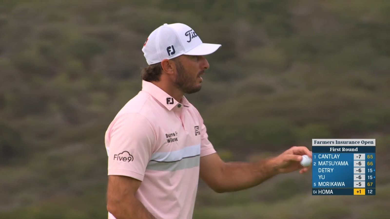 Max Homa's approach nearly spins in for an eagle at Farmers