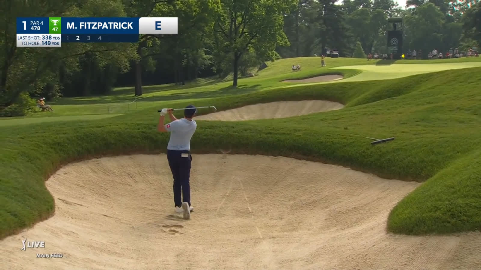 Matt Fitzpatrick escapes fairway bunker to set up birdie at the Memorial