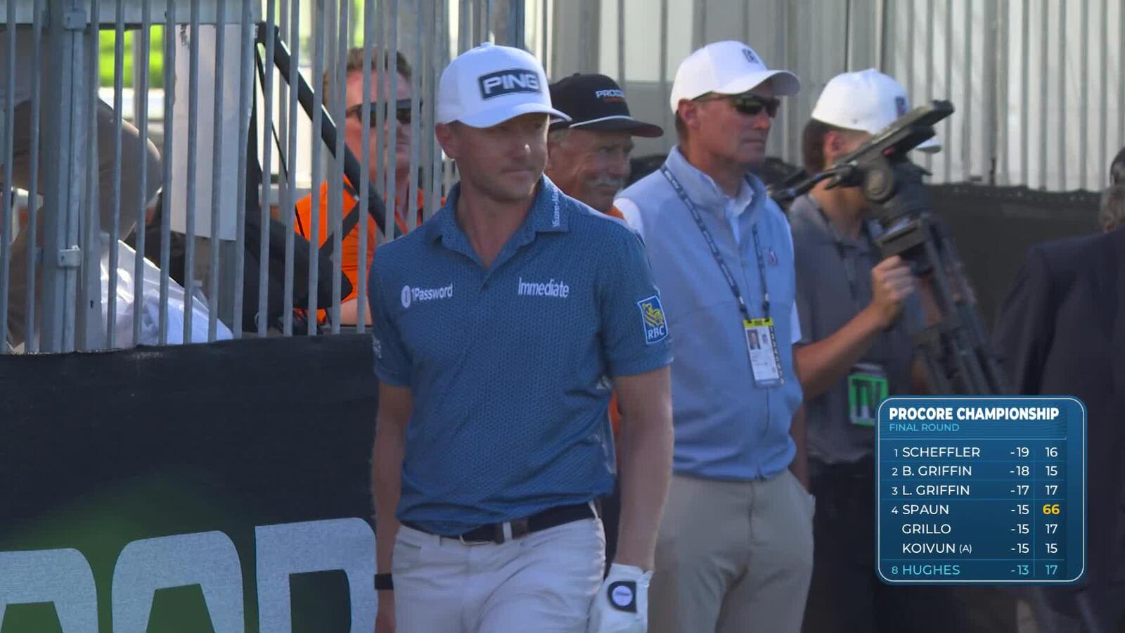 Mackenzie Hughes sinks 7-foot birdie putt on No. 18 at Procore