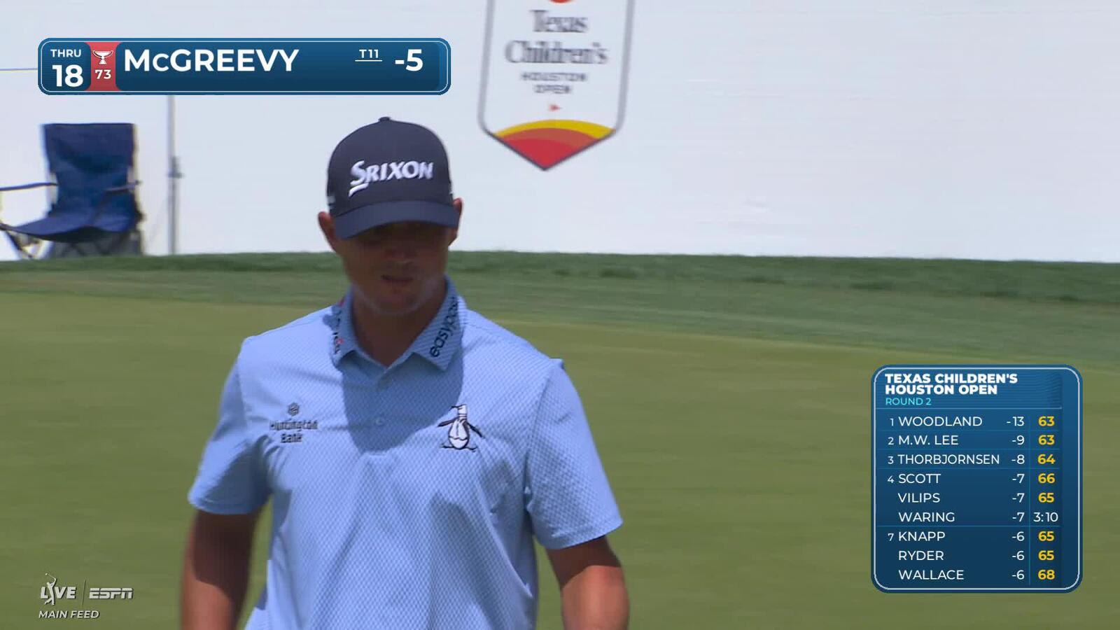 Max McGreevy sinks 13-foot birdie putt on No. 18 at Texas Children's