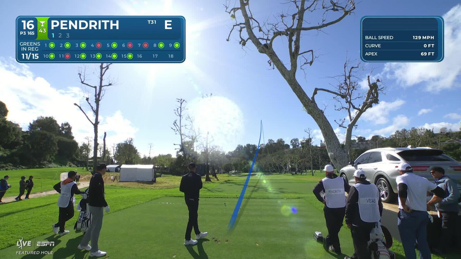 Taylor Pendrith sinks 17-foot birdie putt on No. 16 at The Genesis