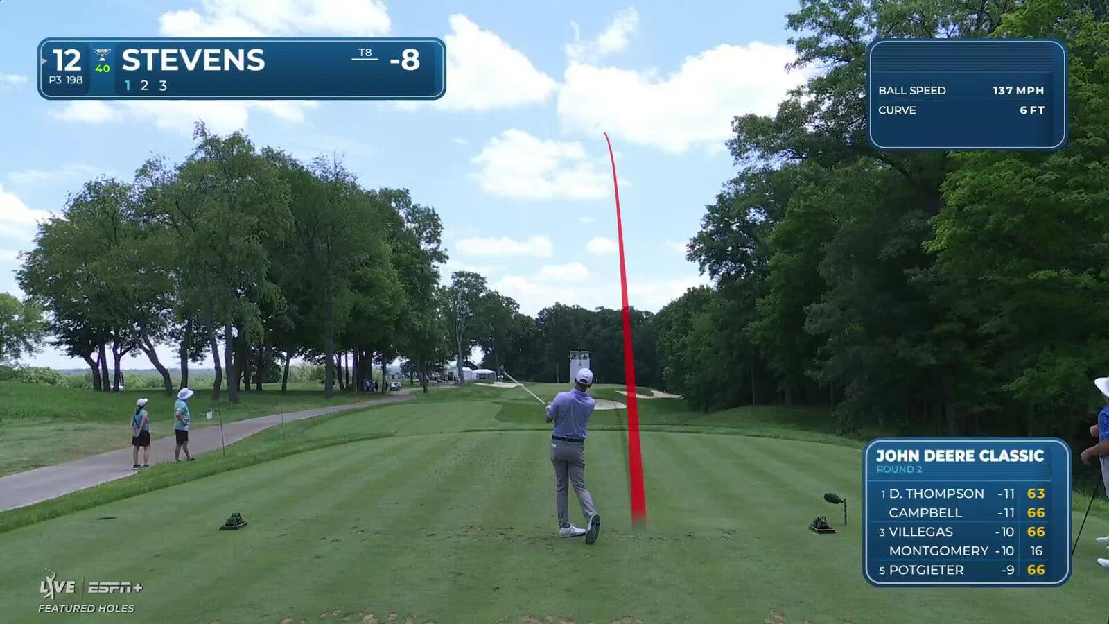 Sam Stevens makes birdie on No. 12 at John Deere