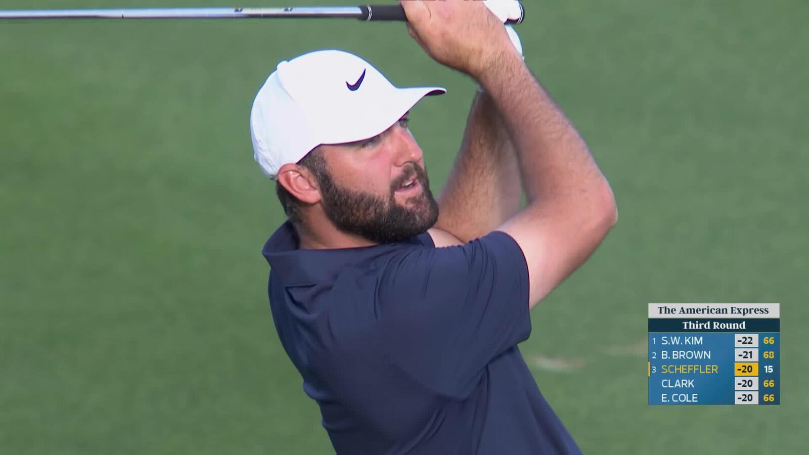 Scottie Scheffler hits 237-yard approach to 17 feet, sets up birdie on No. 16 at The American Express