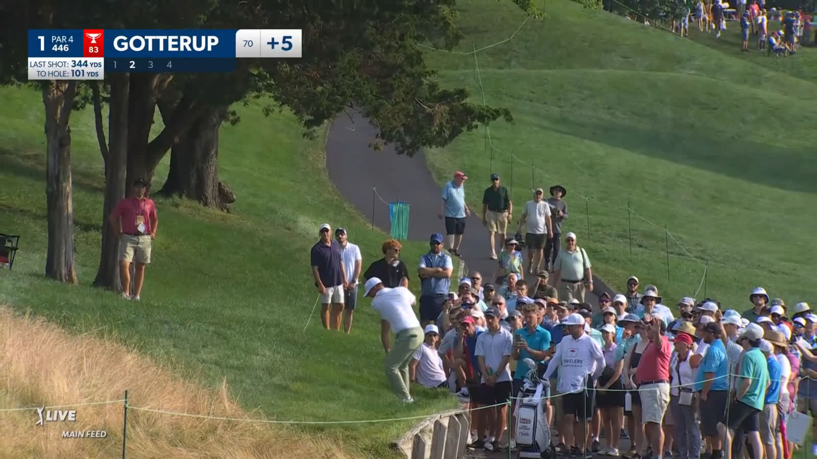 Chris Gotterup digs approach out of rough to set up birdie at Travelers