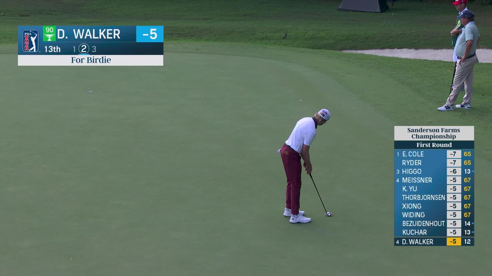 Danny Walker sinks 37-foot birdie putt on No. 13 at Sanderson Farms