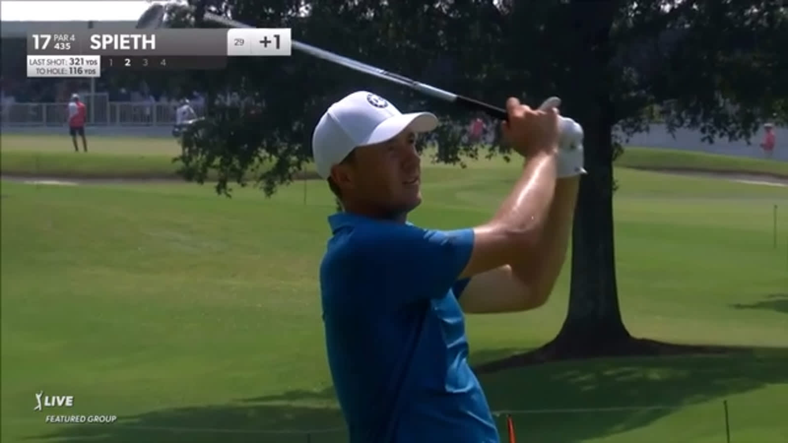 Jordan Spieth attacks the pin with approach from 116-yards at TOUR Championship