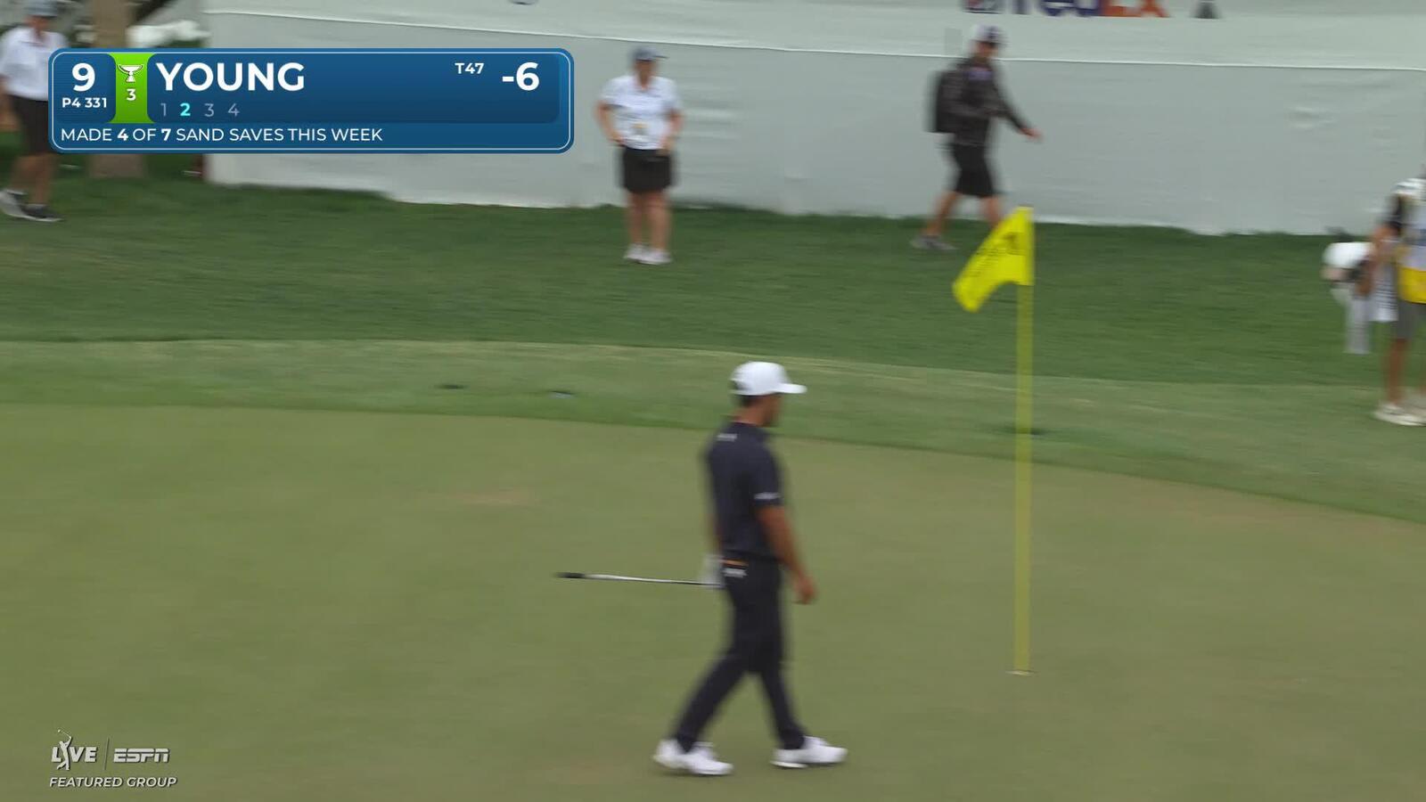 Cameron Young sinks 13-foot putt for birdie on No. 9 at RBC Heritage