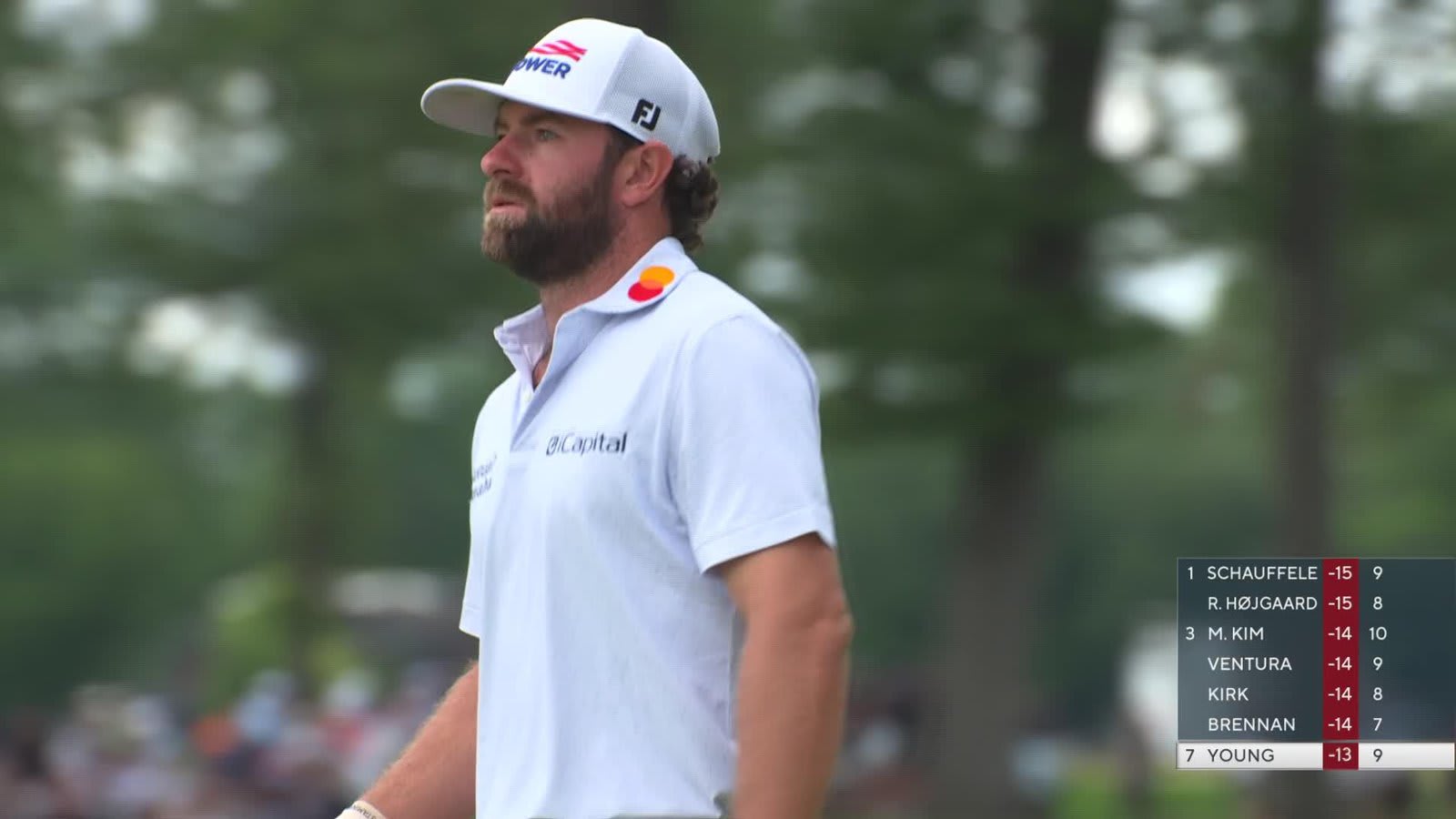 Cameron Young sinks 25-foot birdie putt on No. 9 at Rocket Classic