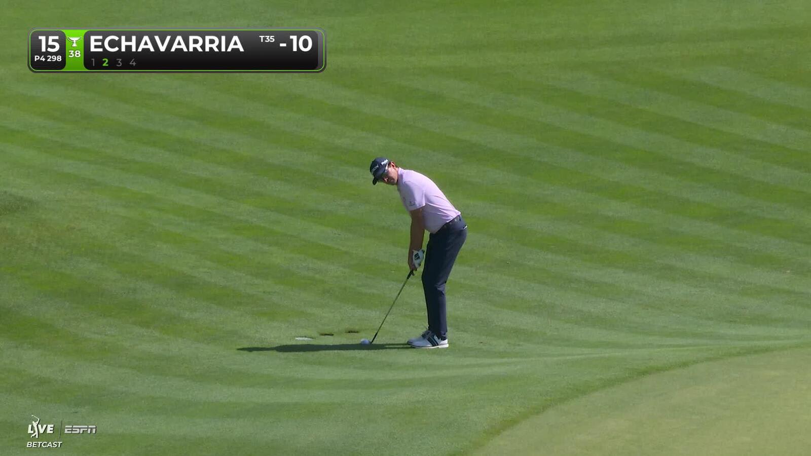 Nico Echavarria drains 3-foot putt for birdie on No. 15 at Travelers