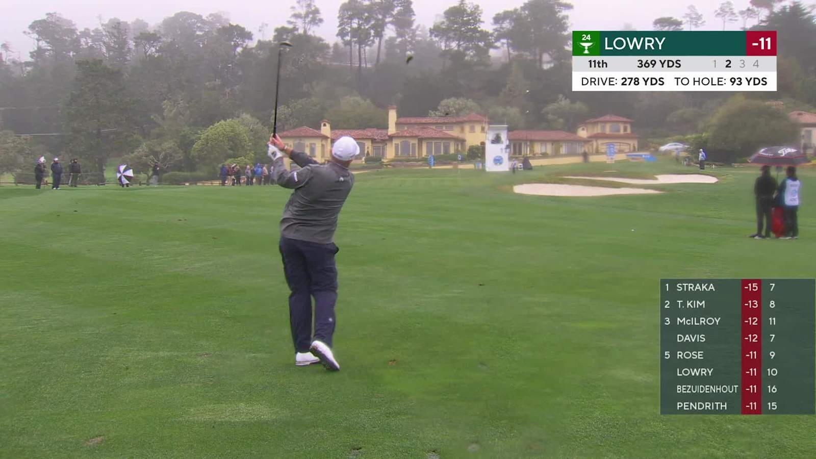 Shane Lowry spins it off the backstop to set up birdie at AT&T Pebble Beach