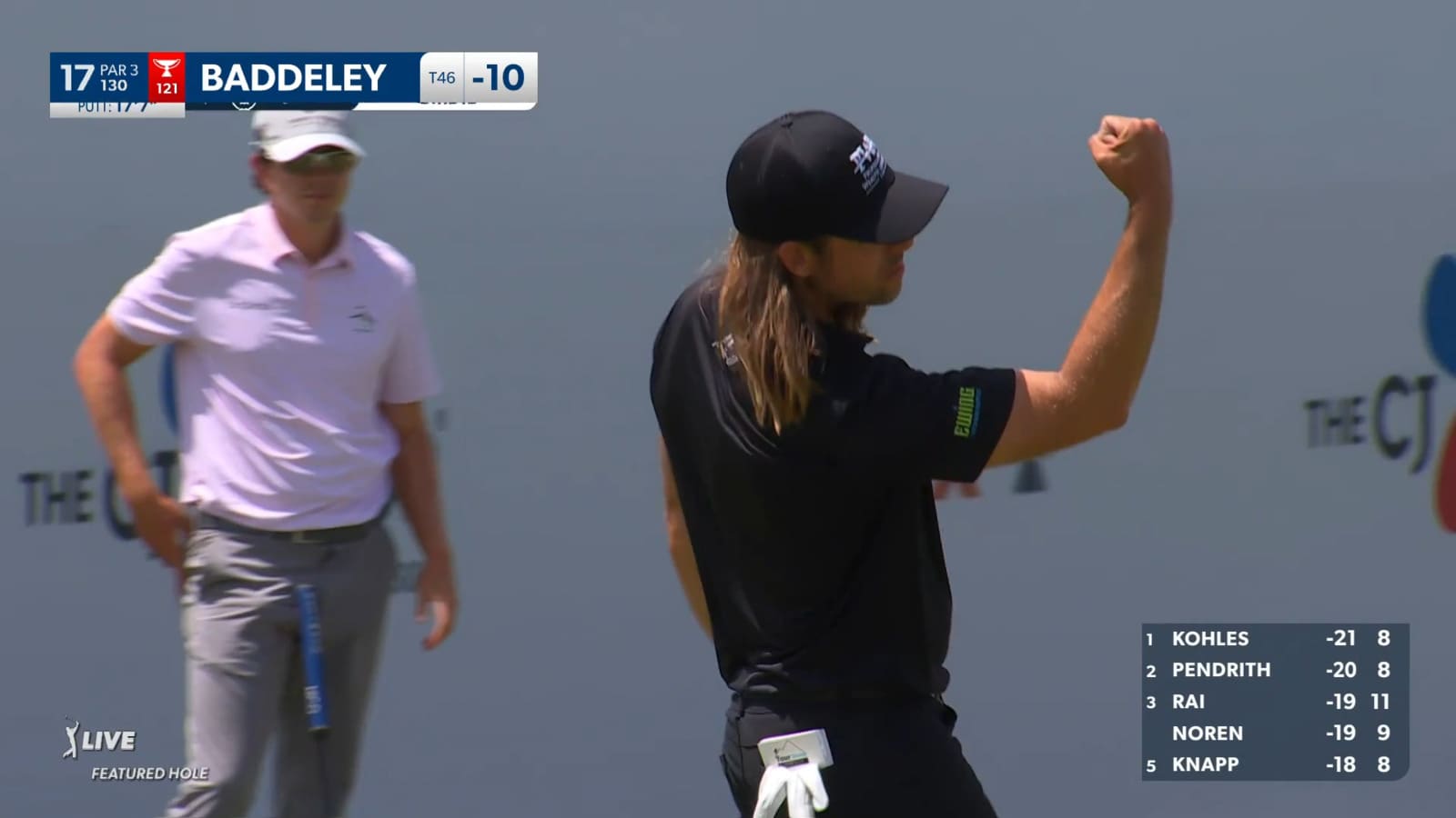 Aaron Baddeley bends in 17-footer for birdie at THE CJ CUP