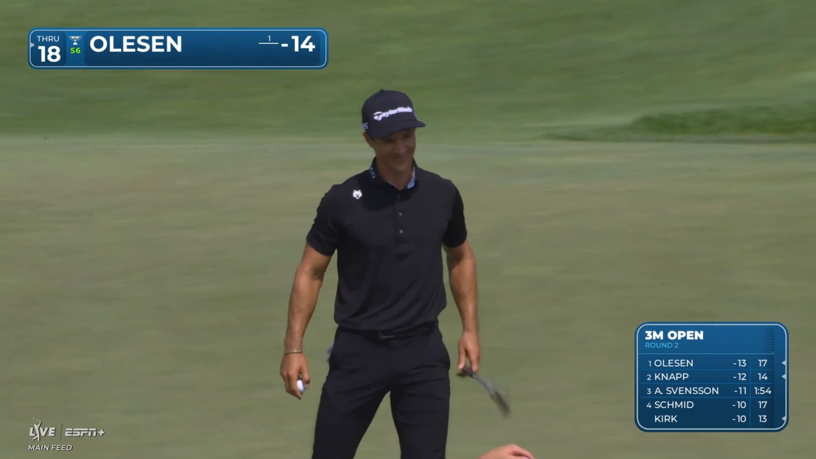 Thorbjørn Olesen birdies final hole of second round at 3M Open