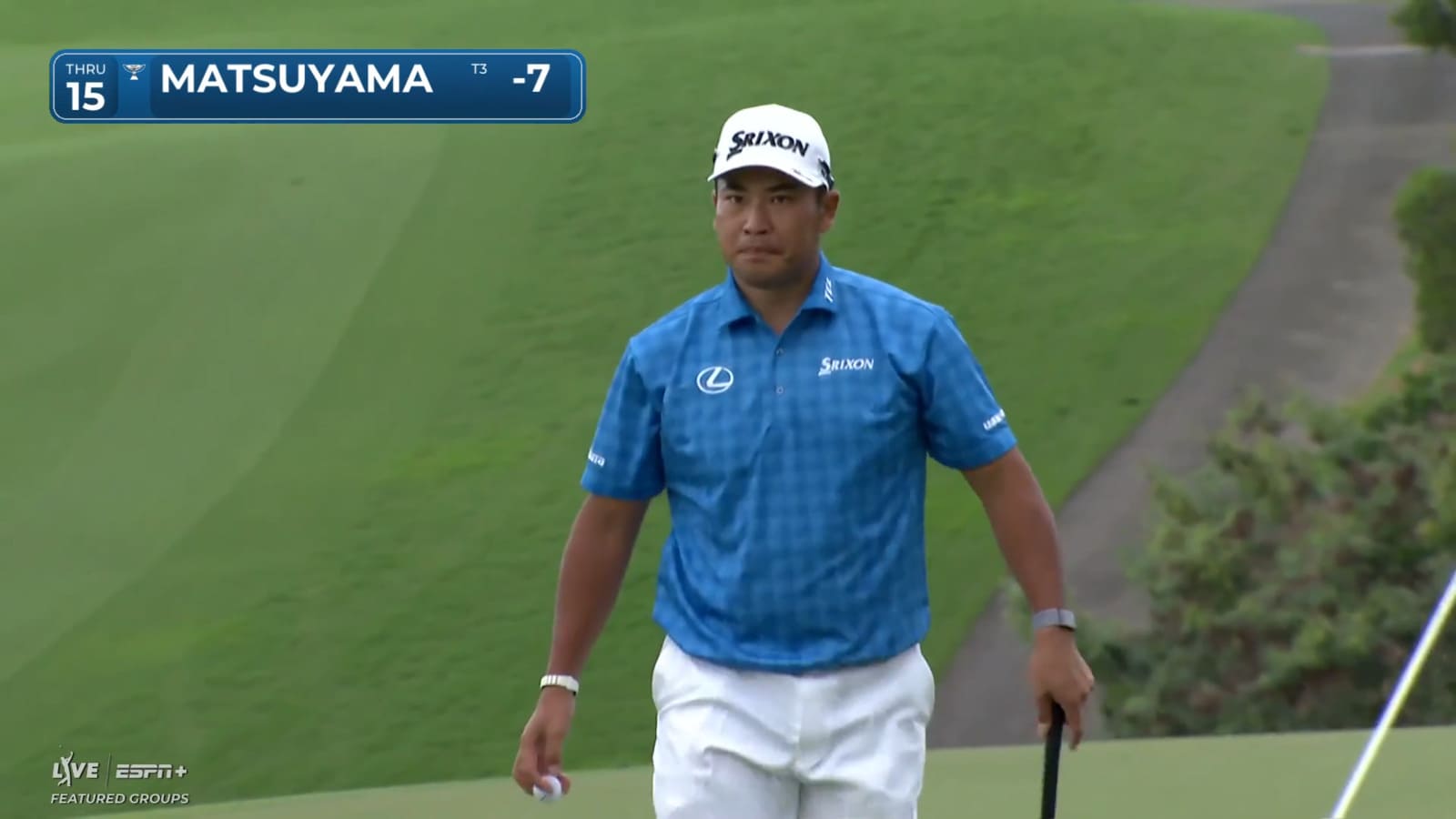 Hideki Matsuyama uses slope to set up eagle putt at The Sentry