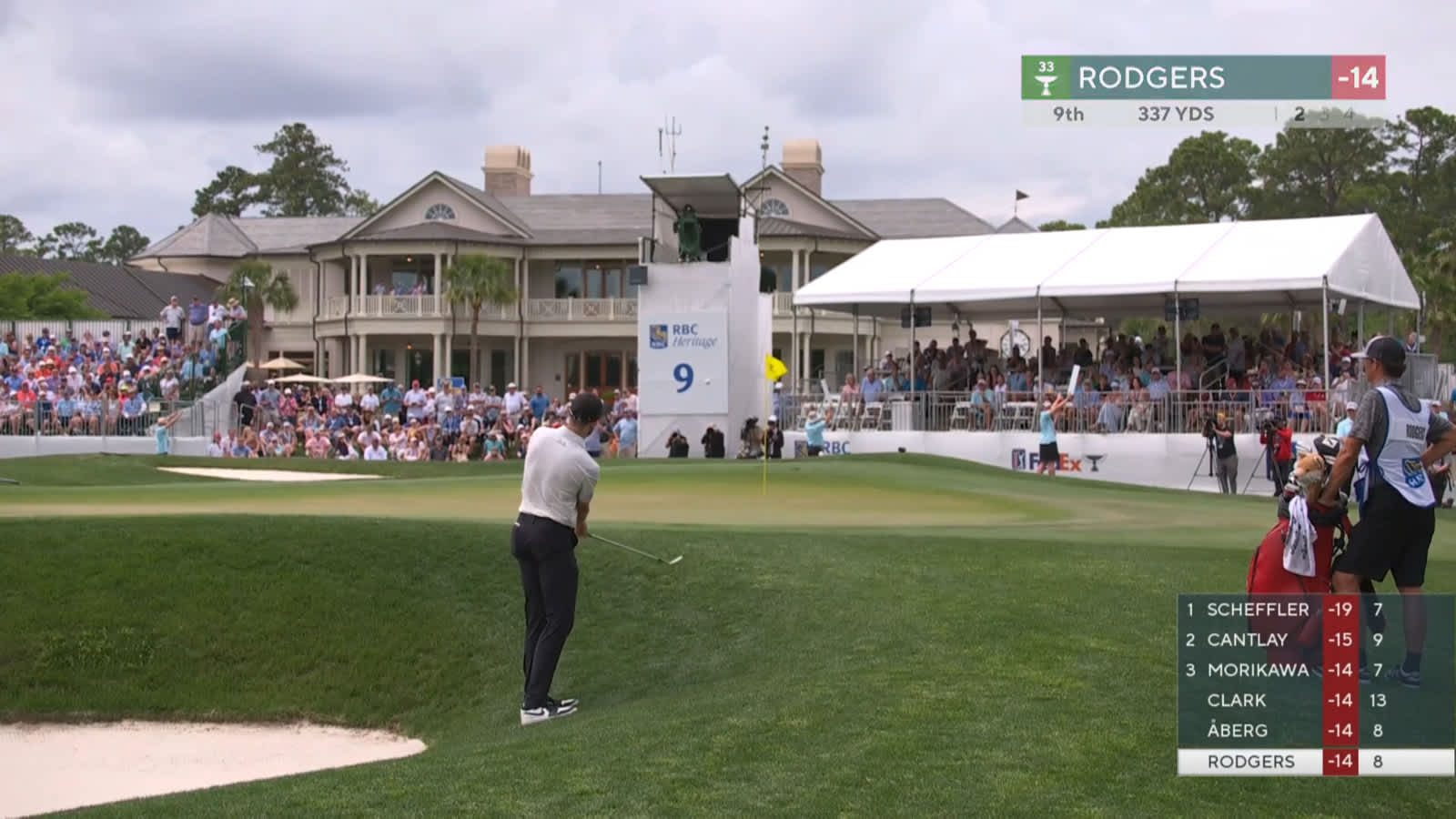 Patrick Rodgers holes chip shot for eagle at RBC Heritage
