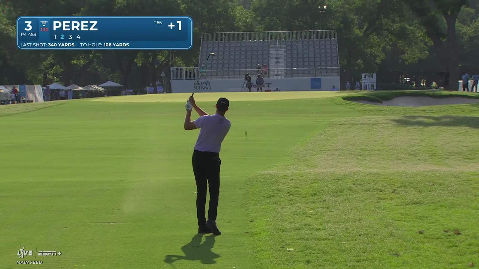 Victor Perez makes birdie on No. 3 at Charles Schwab