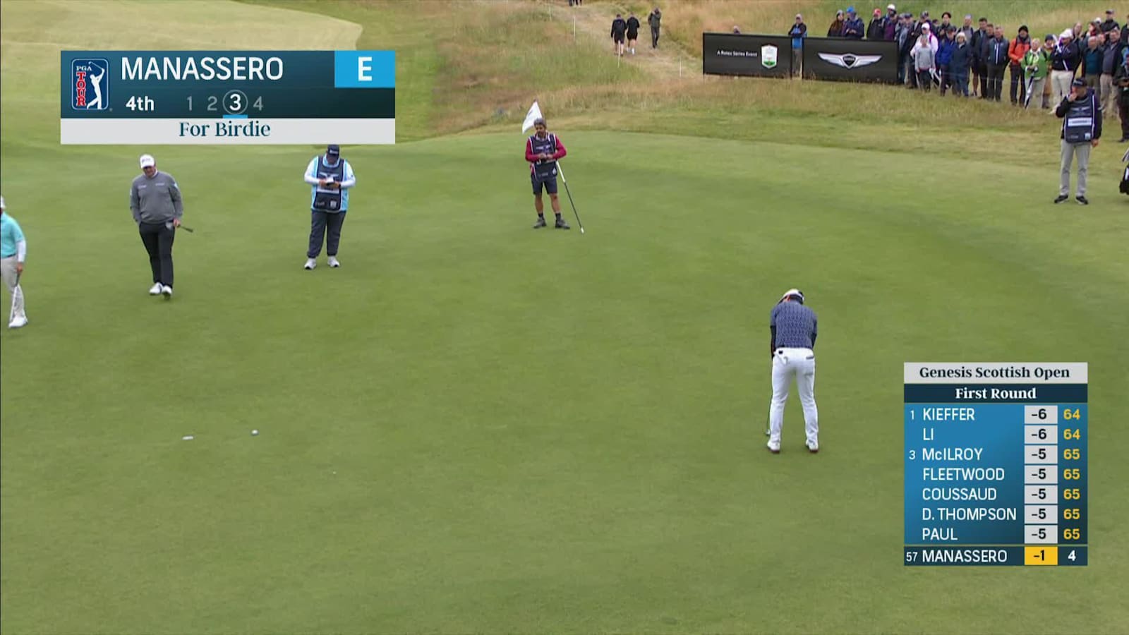 Matteo Manassero rolls in birdie putt at Genesis Scottish Open