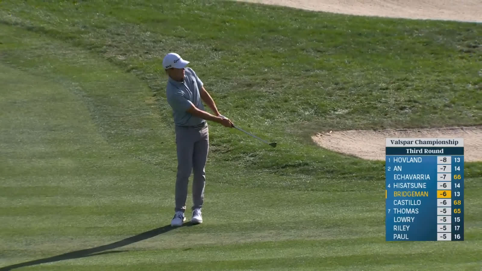 Jacob Bridgeman gets up-and-down for birdie at Valspar