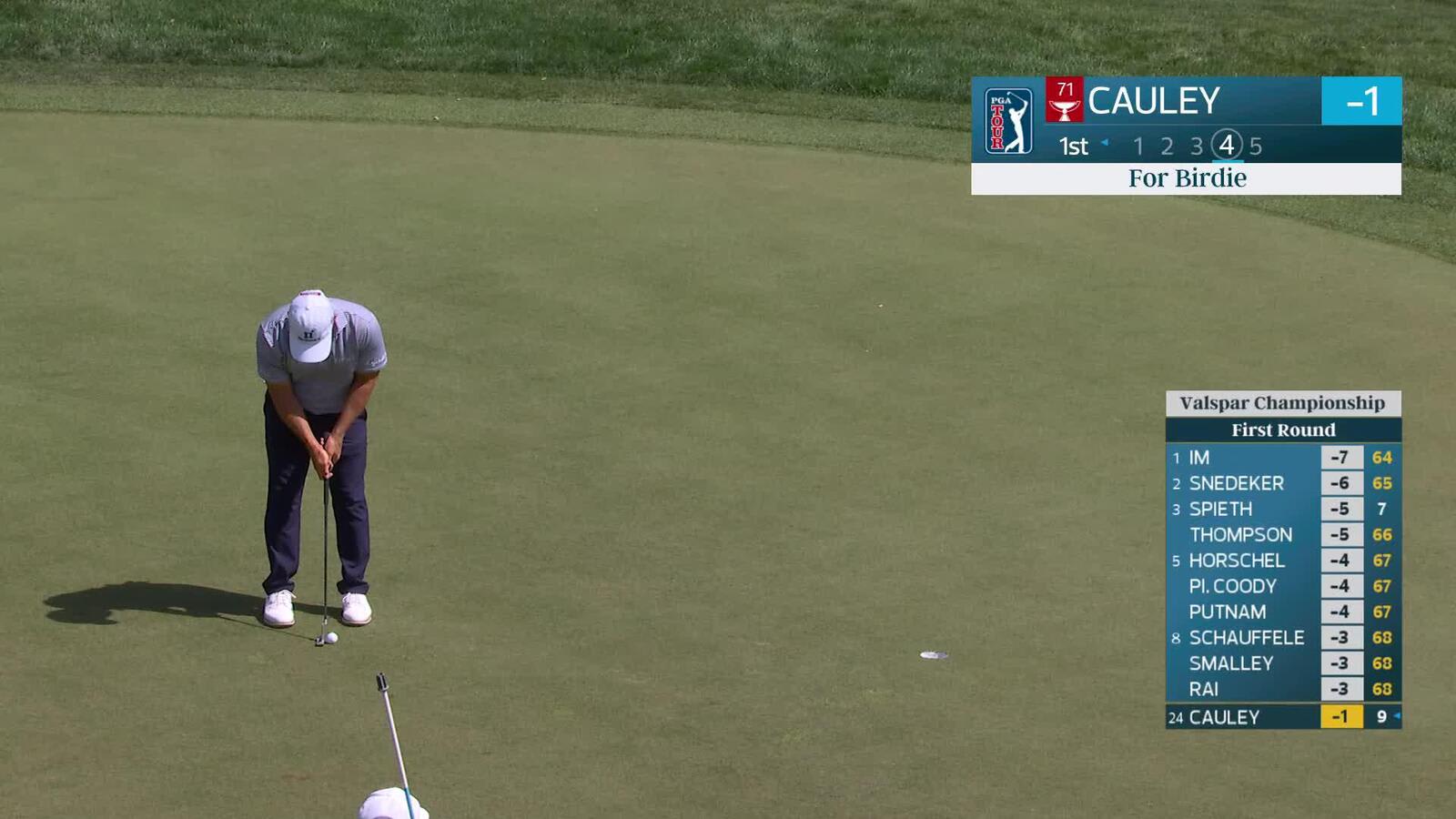 Bud Cauley makes 8-foot birdie putt on No. 1 at Valspar