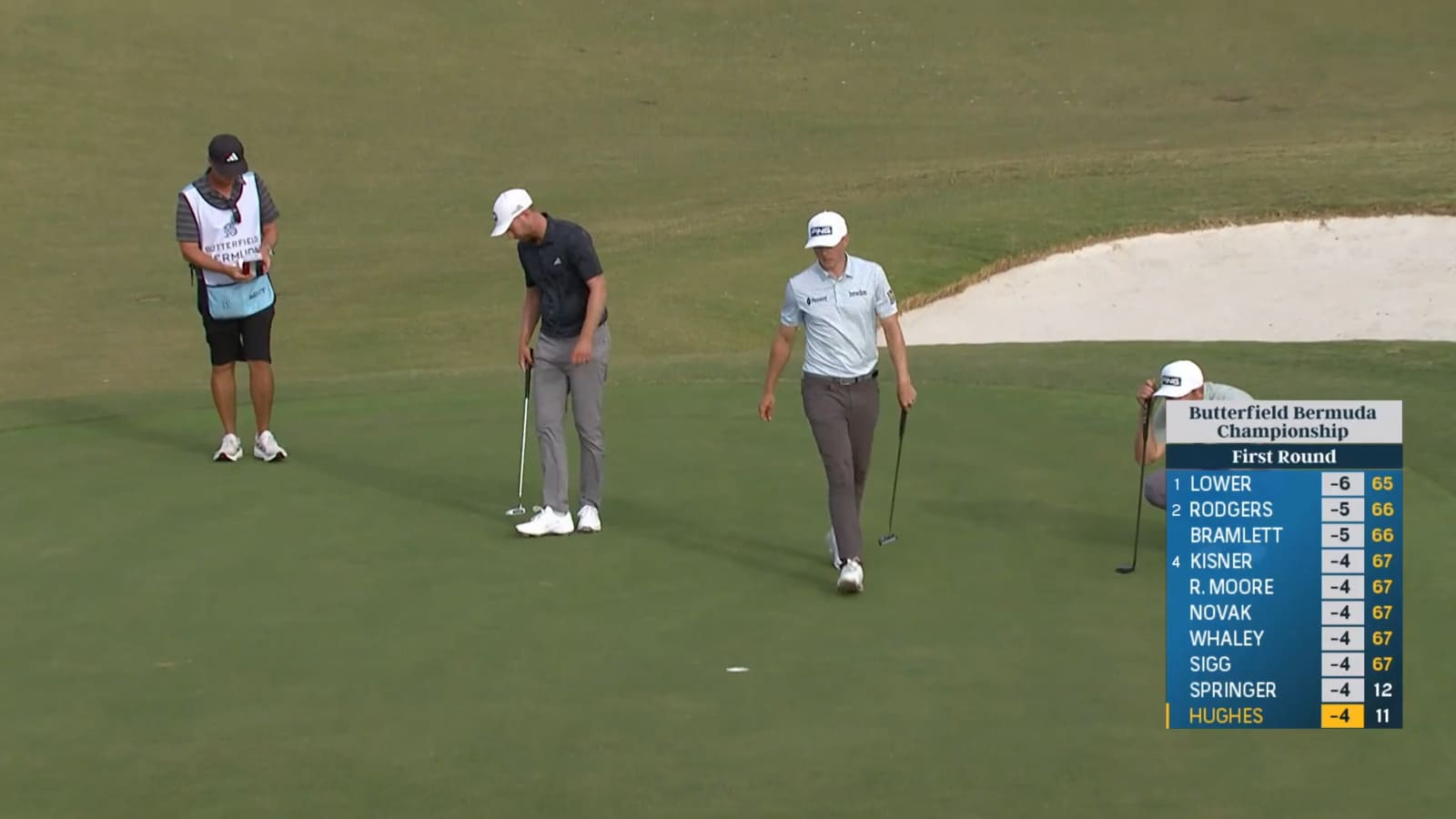 Mackenzie Hughes confidently sends in a putt for birdie  at Butterfield Bermuda