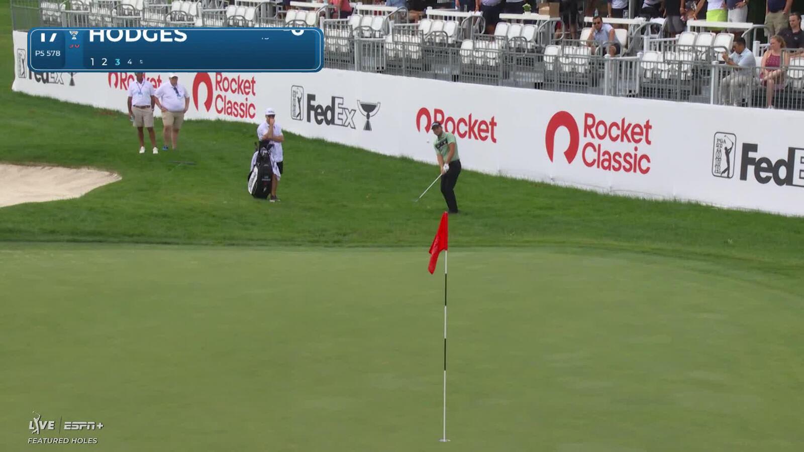 Lee Hodges makes birdie on No. 17 at Rocket Classic