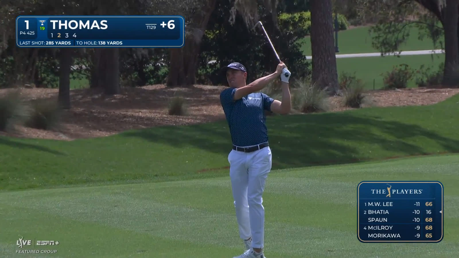 Justin Thomas opens his second round with birdie at THE PLAYERS