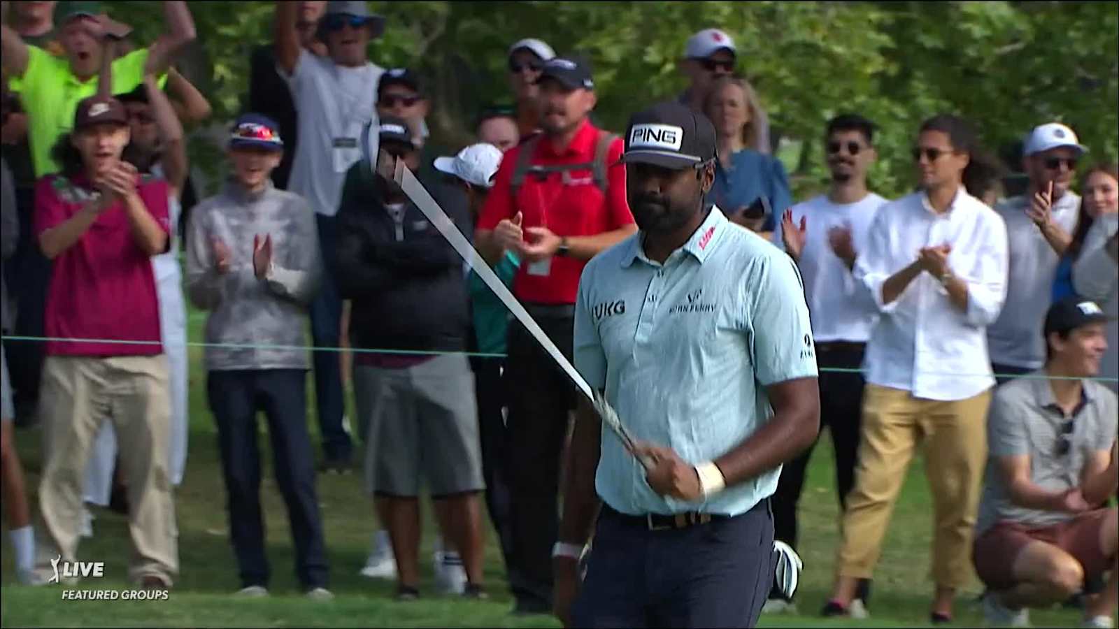 Sahith Theegala buries 47-footer for birdie at Fortinet Championship