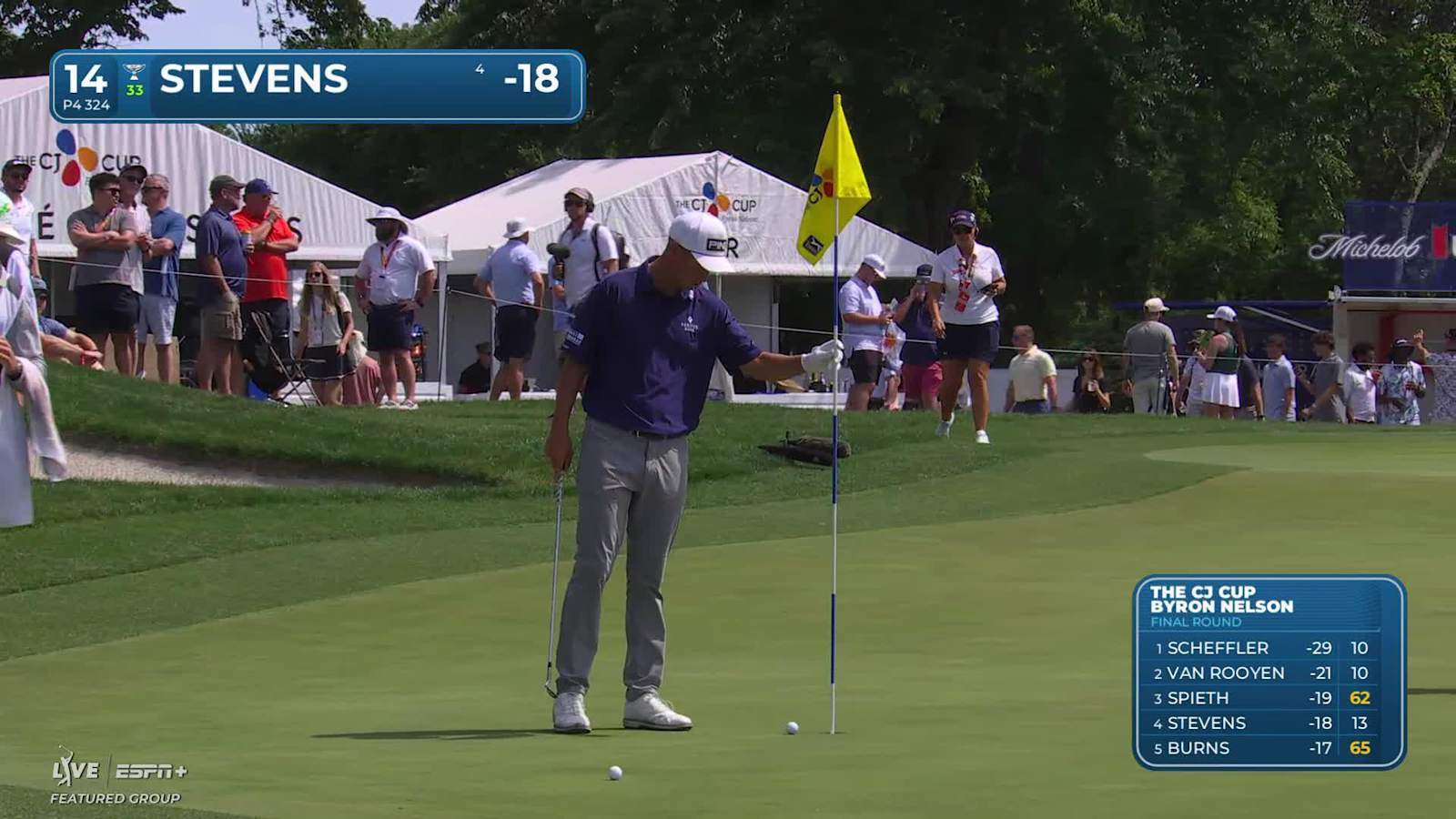 Sam Stevens makes birdie on No. 14 at THE CJ CUP