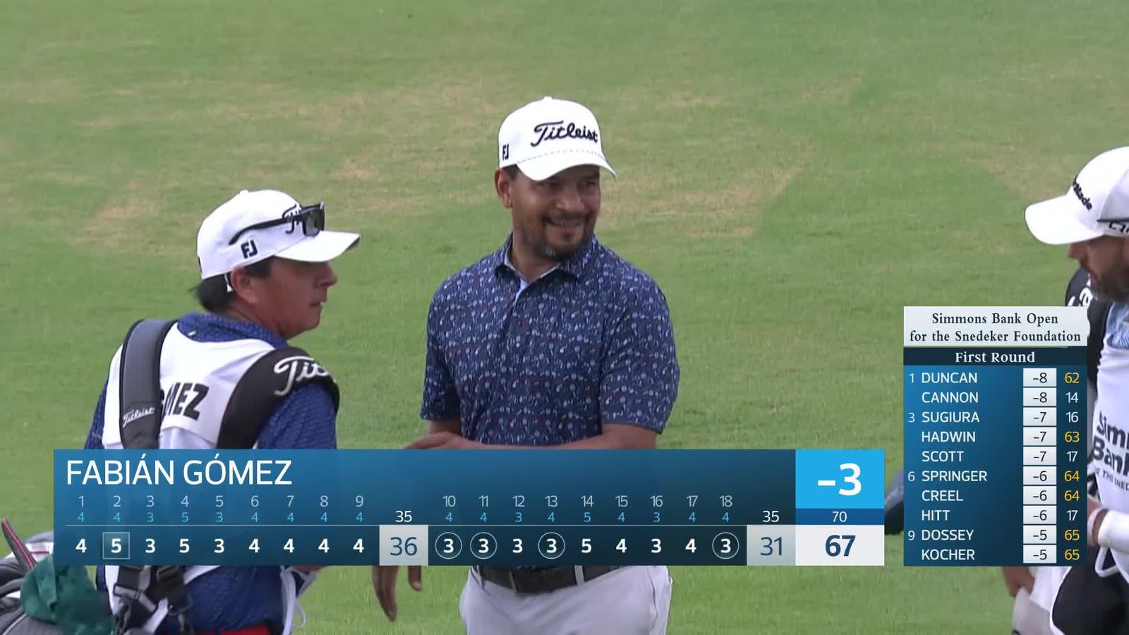 Fabián Gómez makes birdie on No. 18 at Simmons Bank Open