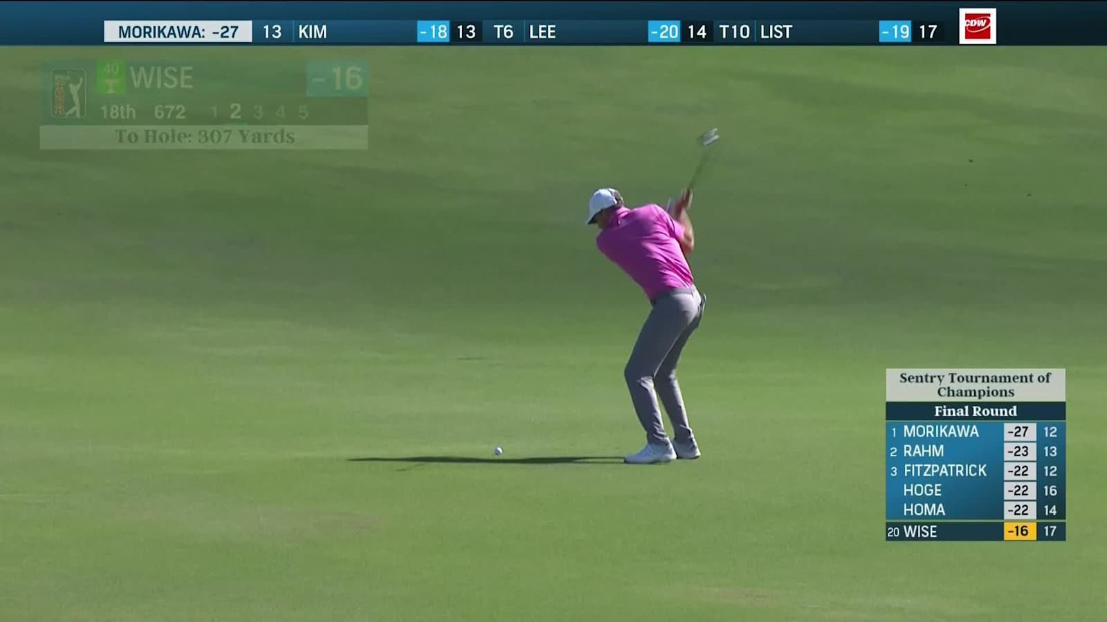 Aaron Wise makes birdie on No. 18 at Sentry