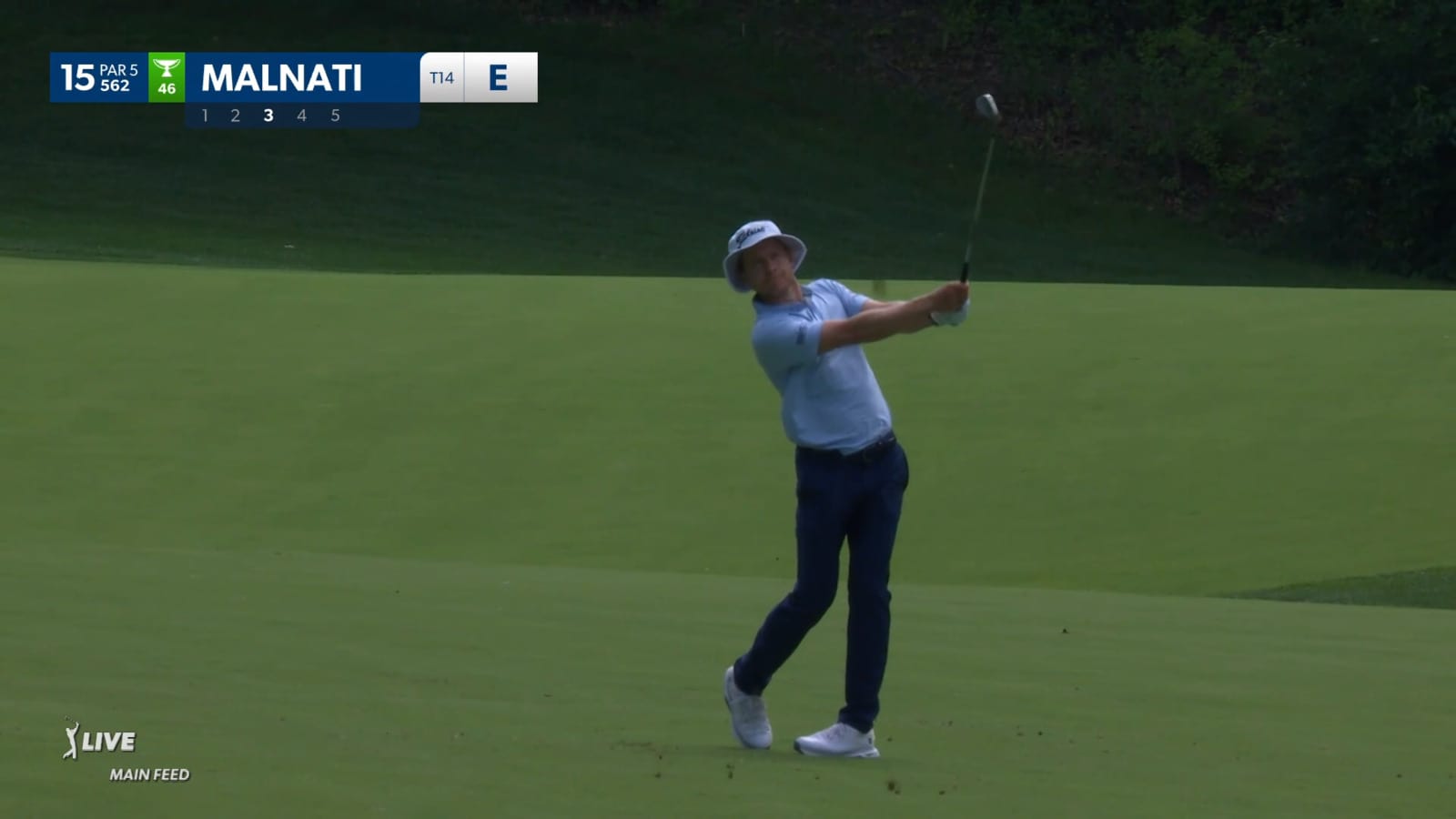 Peter Malnati nearly spins it in to set up birdie at the Memorial