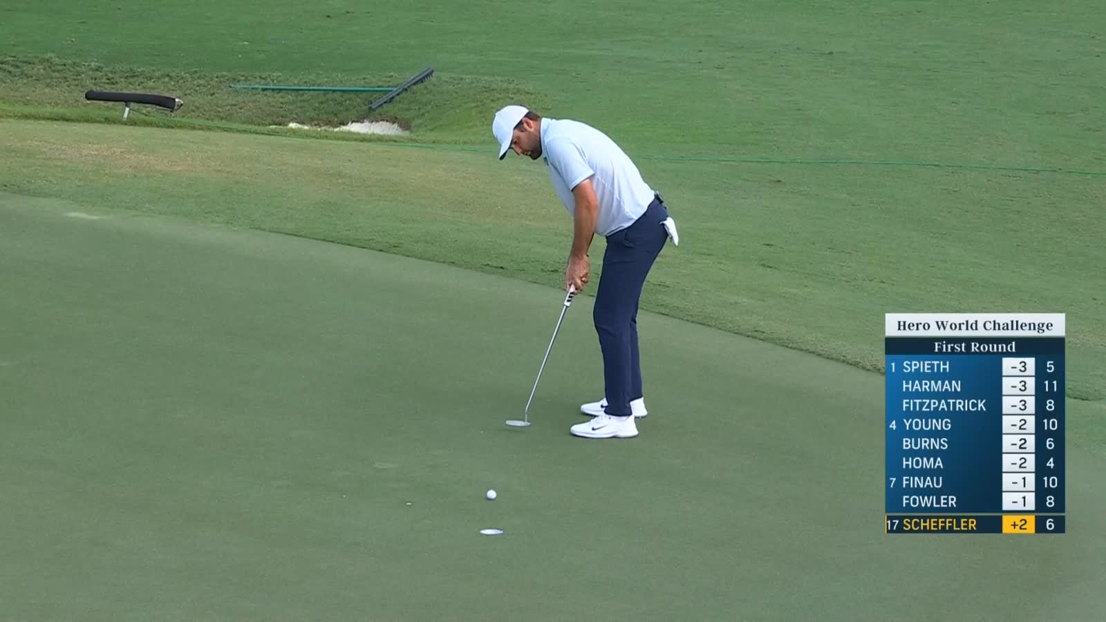 Scottie Scheffler jars slippery birdie putt at Hero World Challenge