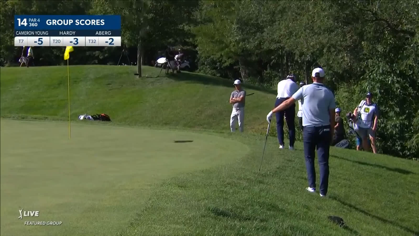 Cameron Young chips it in for birdie at John Deere