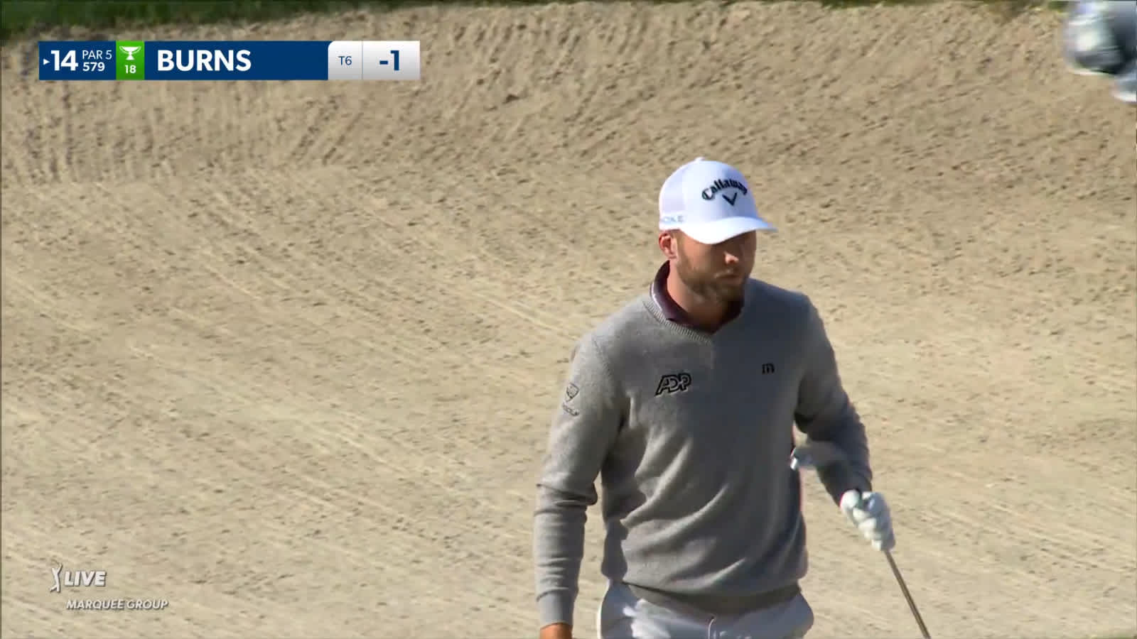 Sam Burns gets up-and-down from the bunker for birdie at Valspar
