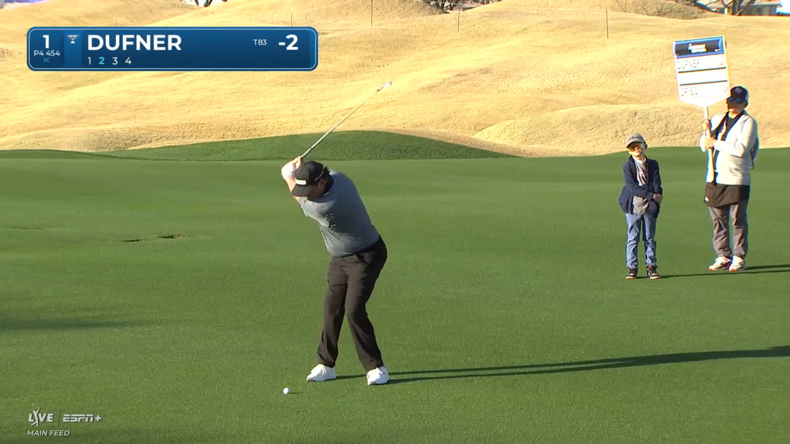 Jason Dufner's approach shot rolls out perfectly to set up birdie at The American Express
