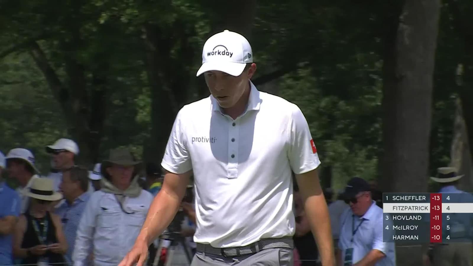 Matt Fitzpatrick throws a dart from 78-yards at BMW Championship