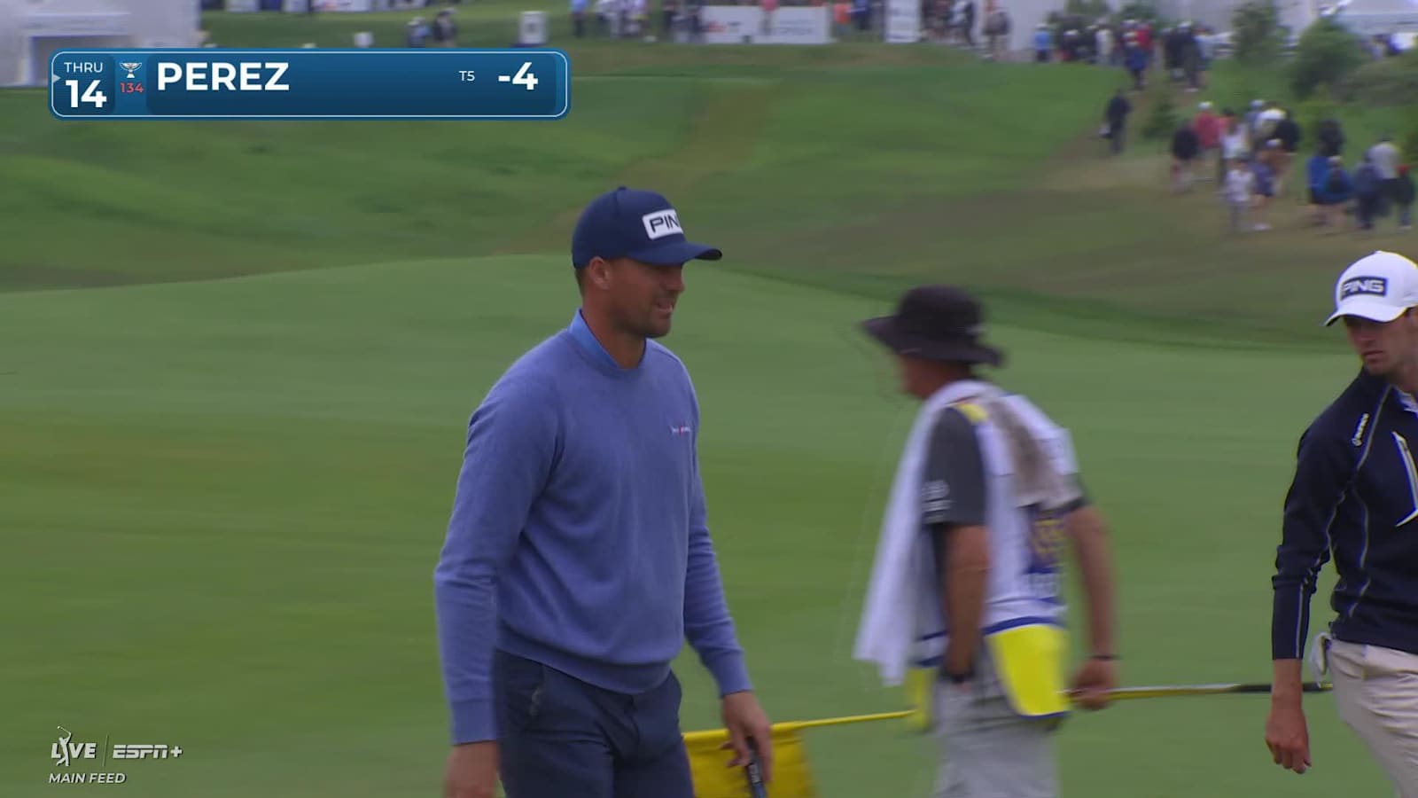 Victor Perez sinks a 20-foot birdie putt on No. 5 at RBC Canadian