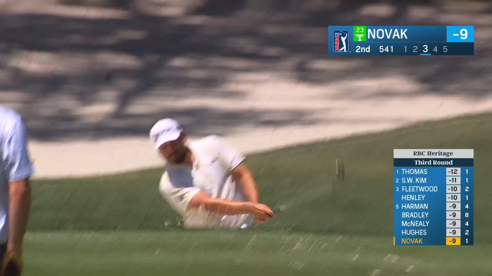 Andrew Novak's wonderful bunker shot leads to birdie at RBC Heritage
