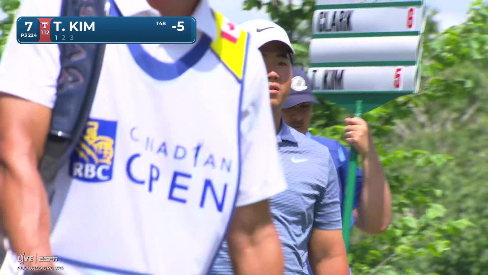 Tom Kim sinks 39-foot birdie putt on No. 7 at RBC Canadian