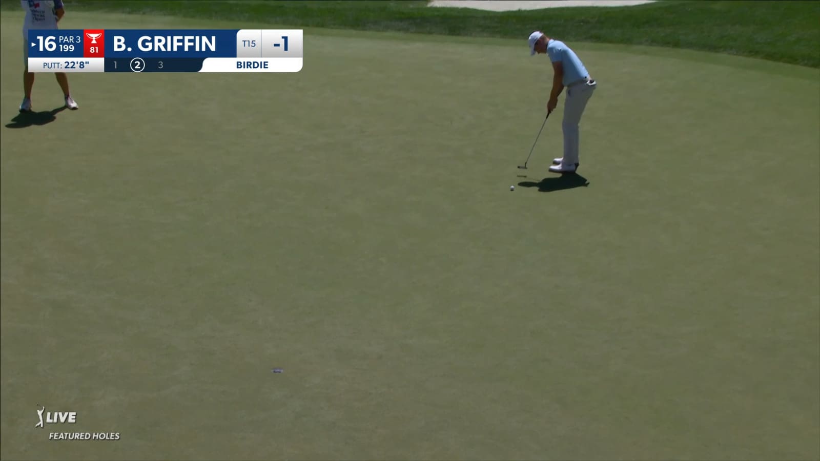 Ben Griffin sinks a 22-foot birdie putt at Valero