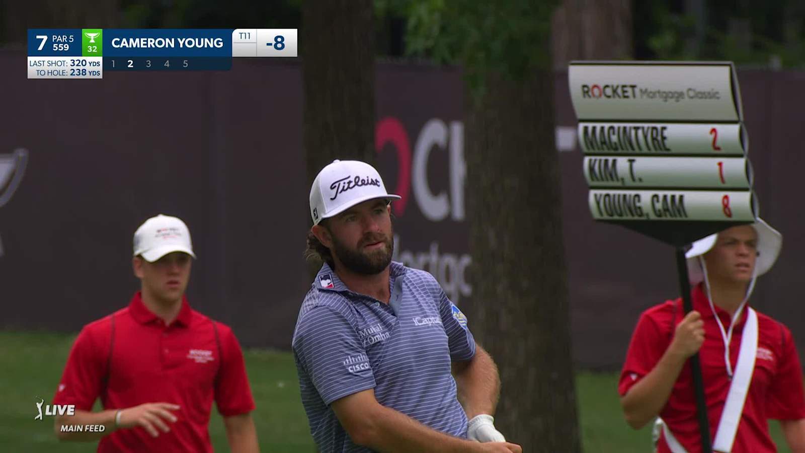 Cameron Young reaches in two with long iron and birdies at Rocket Mortgage