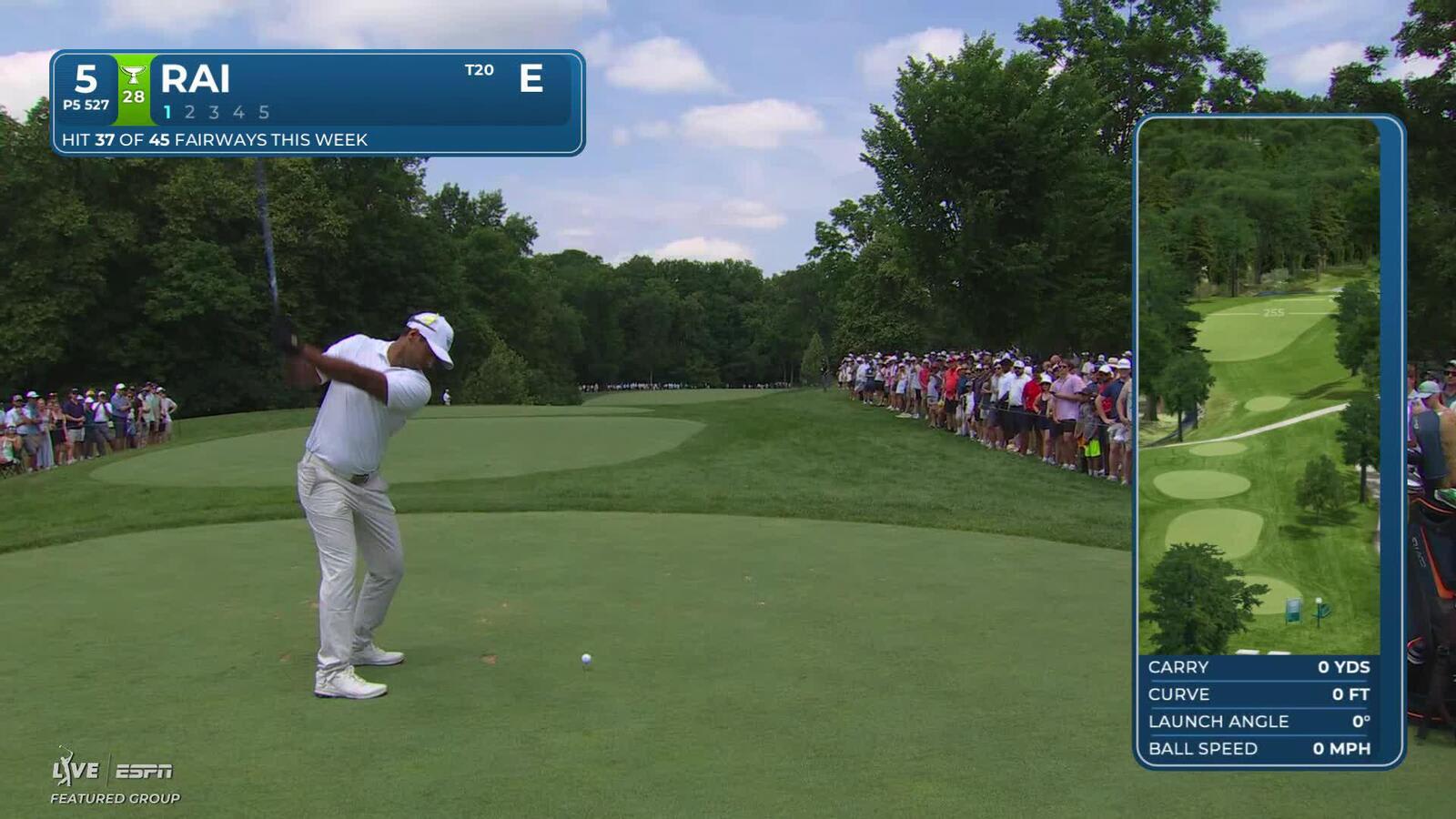 Aaron Rai holes 34-yard shot for eagle on No. 5 at the Memorial