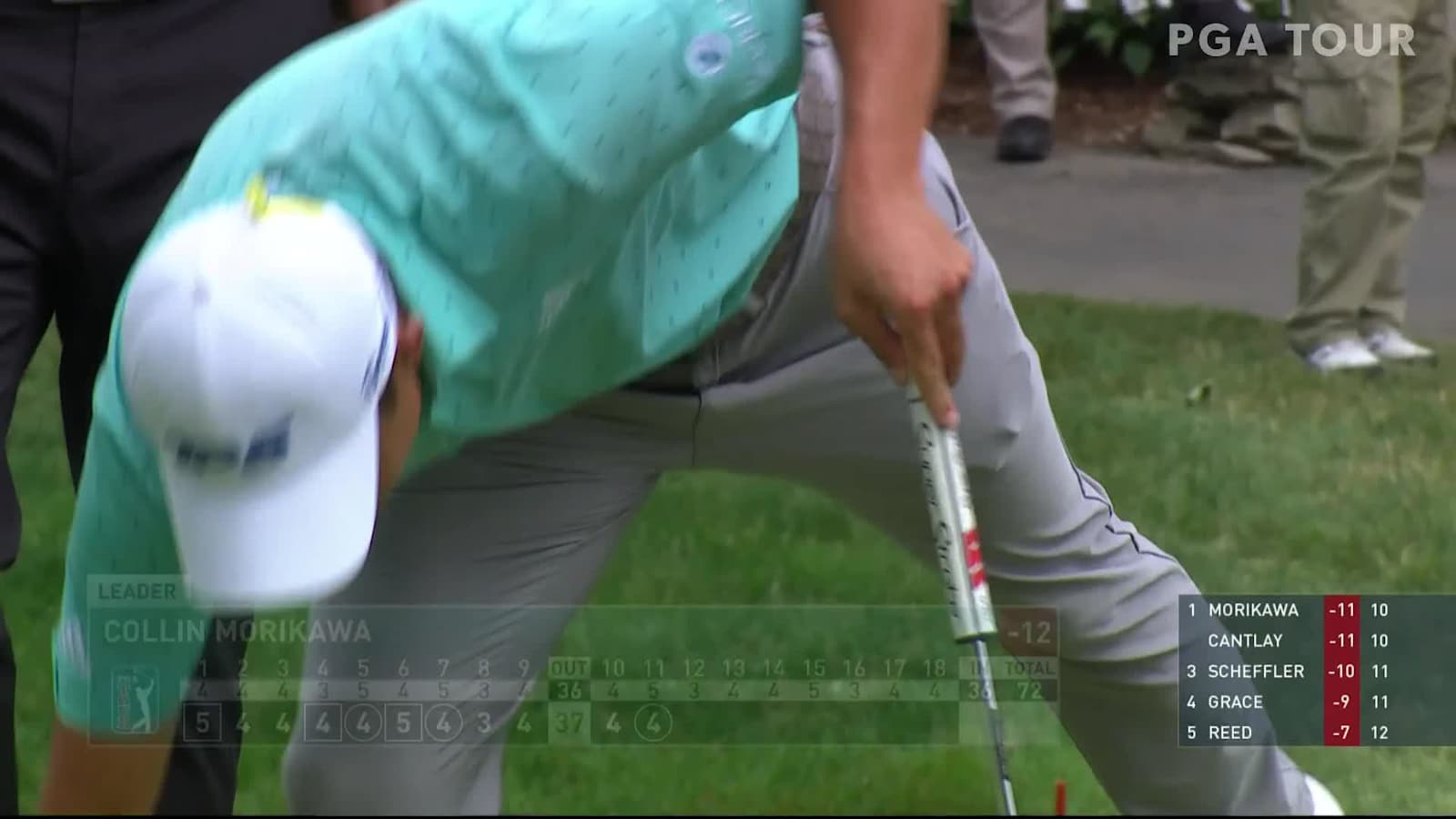 Collin Morikawa's nice spinning wedge to set up birdie at the Memorial