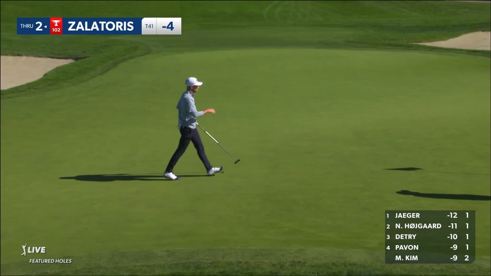 Will Zalatoris drains a 36-foot birdie putt at Farmers